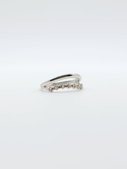 The Celeste Silver Finish Tarnish-Free Constellation Double Stacking Ring.