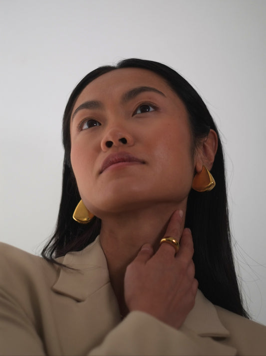 The Torso 18k Gold Plated Tarnish-Free Statement Triangle Hoop Earrings