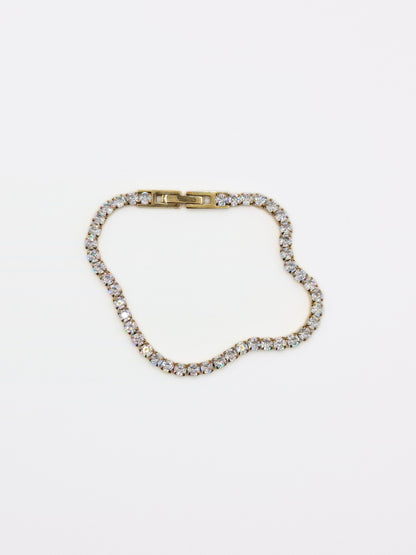 The Tory Set 18k Gold Plated Tarnish-Free Cubic Zirconia Crystal Tennis Chain Necklace & Bracelet