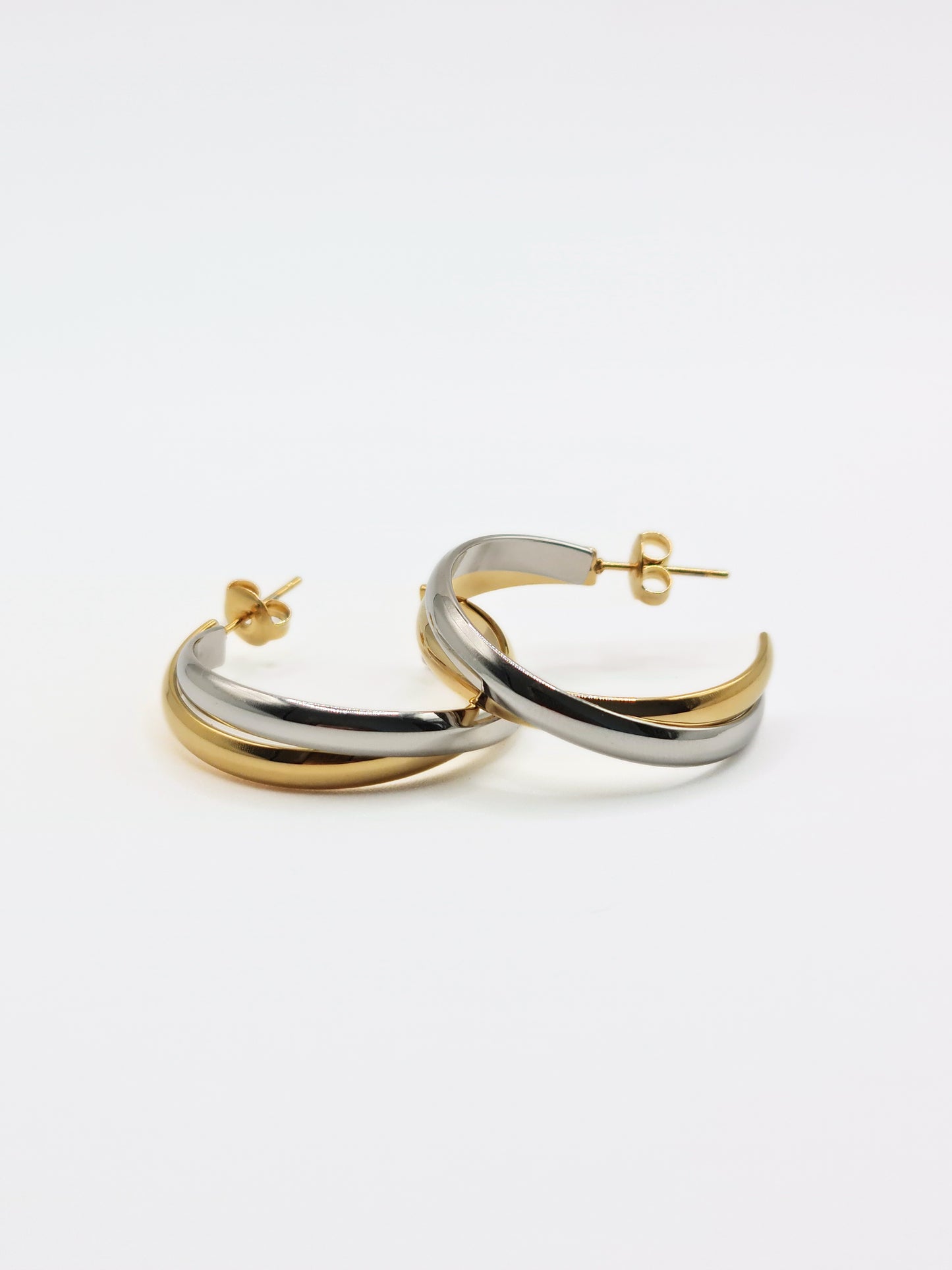 The Connection Two Tone Tarnish-Free Large Hoop Earrings