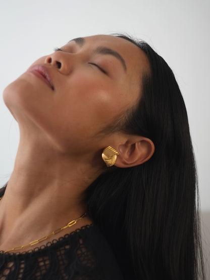 The Curlew 18k Gold Plated Tarnish-Free Statement Crossover Stud Earrings