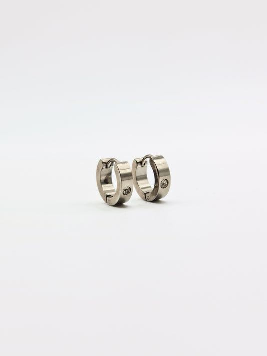 The Maddy Essentials Silver Finish Tarnish-Free Crystal Mini Huggie Hoop Earrings