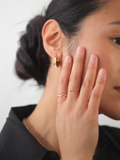 The Avery 18k Gold Plated Tarnish-Free Fine Crystal Layering Ring