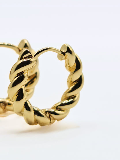 The Paloma Essentials 18k Gold Plated Tarnish-Free Plaited Twist Huggie Hoop Earrings