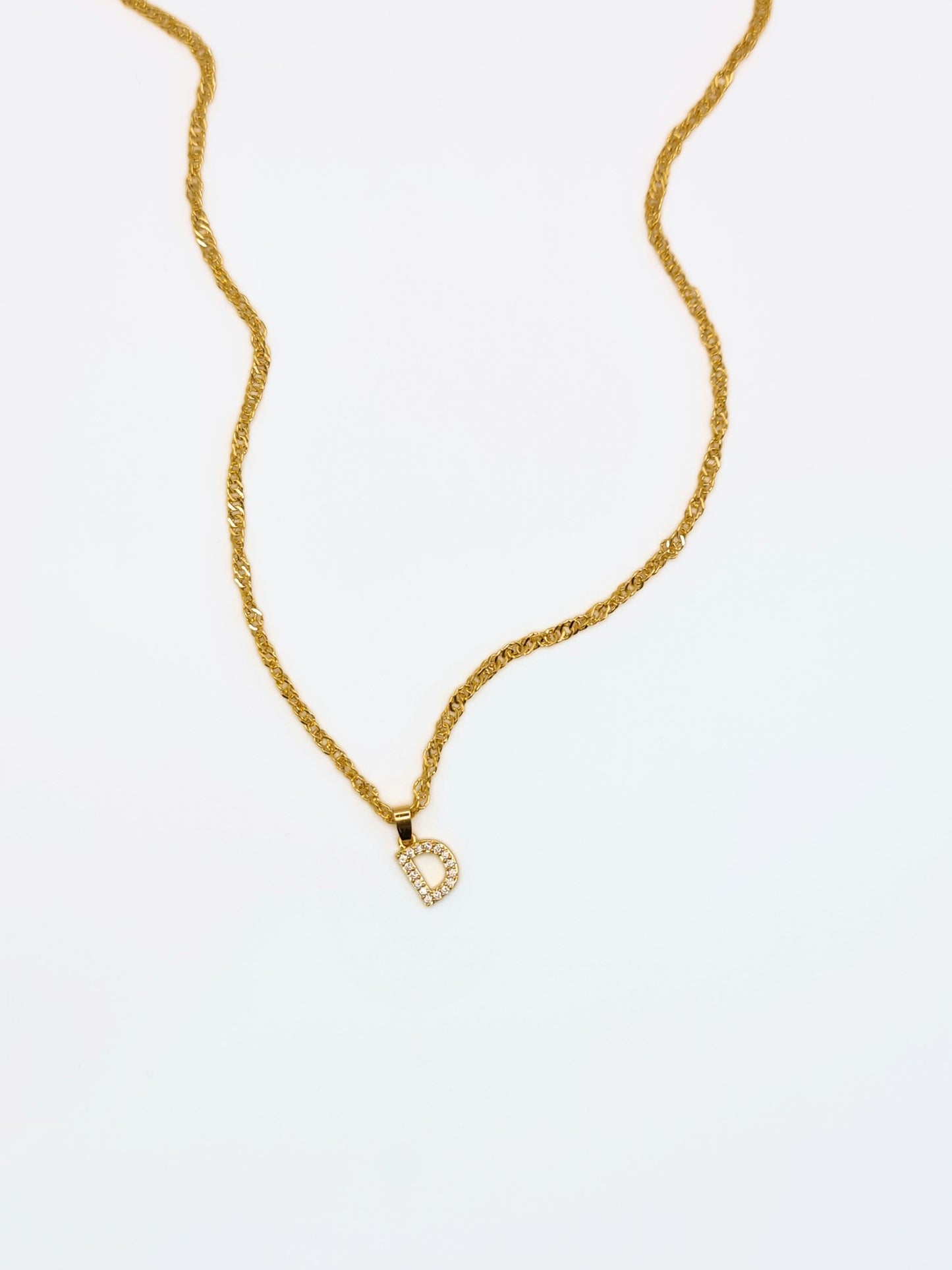 The Lottie 'D' Initial 18k Gold Plated Stainless Steel Pave Crystal Pendant Necklace