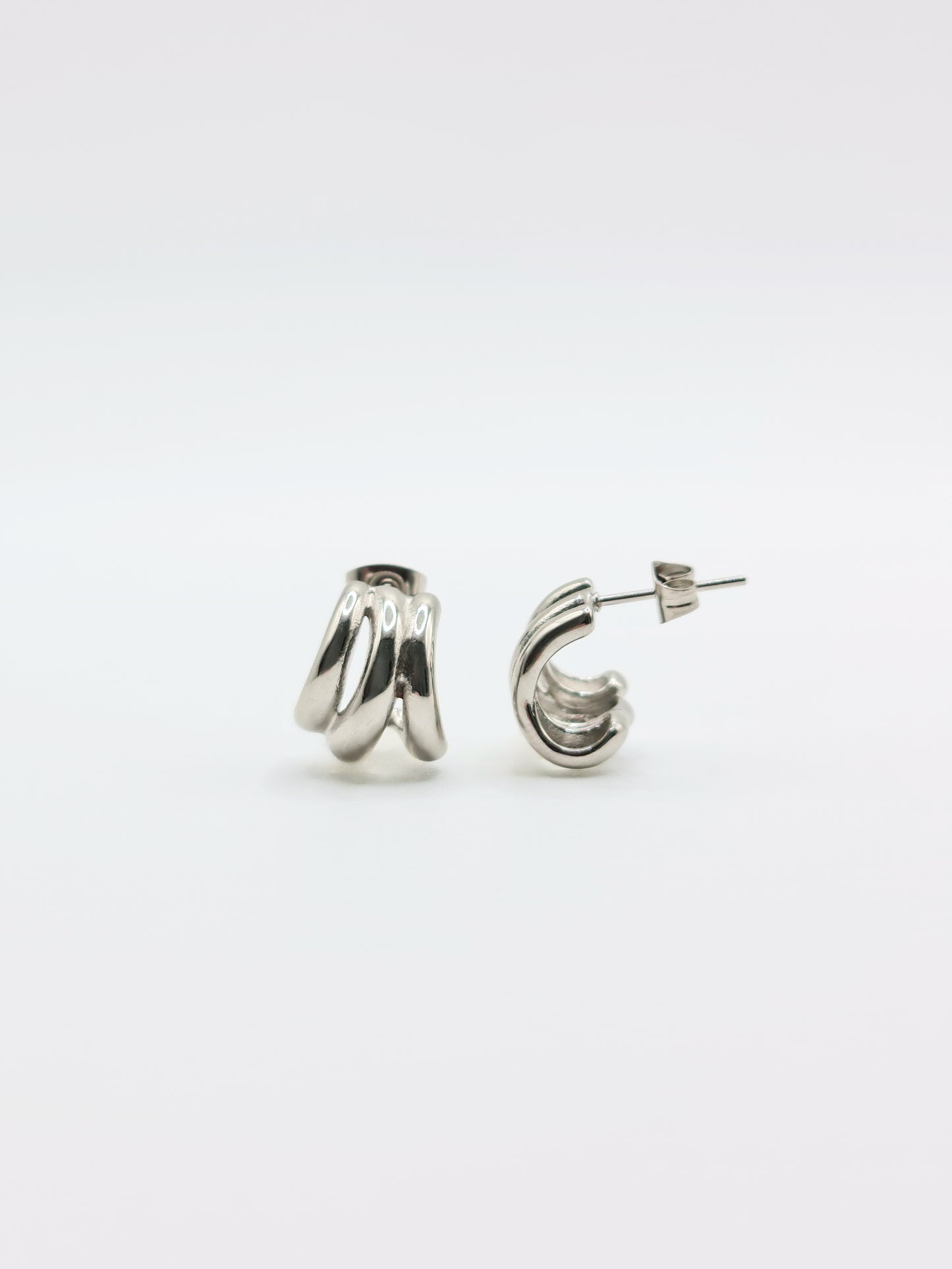The Triad Silver Finish Tarnish-Free Triple Stud Earrings
