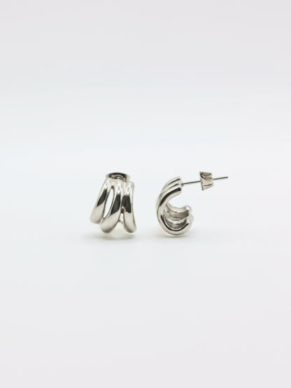 The Triad Silver Finish Tarnish-Free Triple Stud Earrings