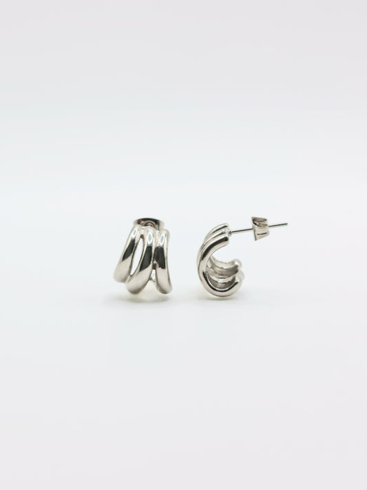 The Triad Silver Finish Tarnish-Free Triple Stud Earrings