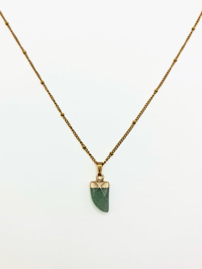 The Talisman Collection Jade Natural Stone 18k Gold Plated Semi Precious Horn Pendant Necklace