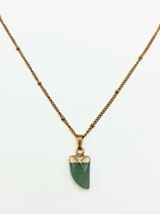 The Talisman Collection Jade Natural Stone 18k Gold Plated Semi Precious Horn Pendant Necklace