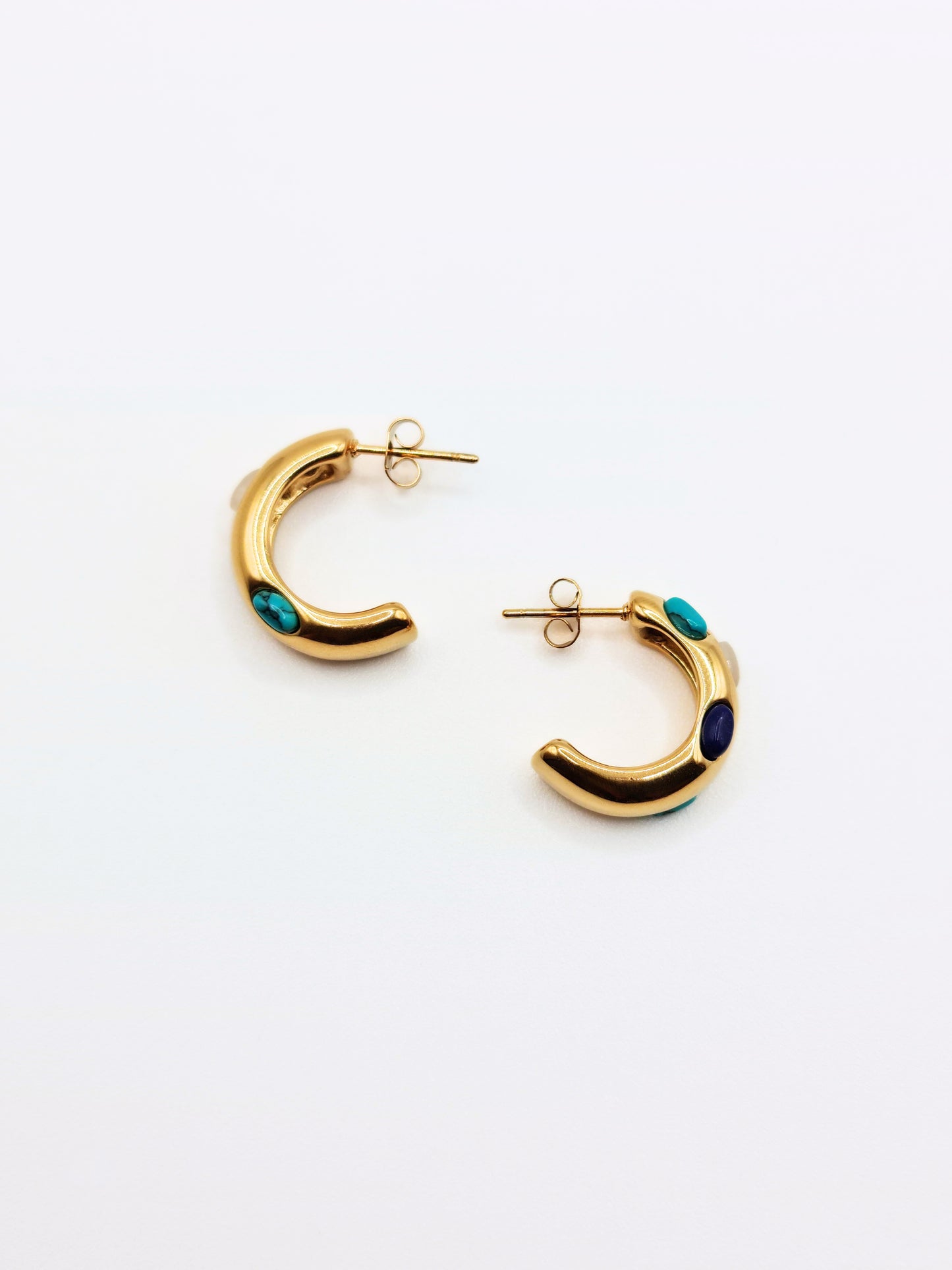 The Talisman Collection 18k Gold Plated Tarnish-Free Semi-Precious Natural Stone Hoop Earrings