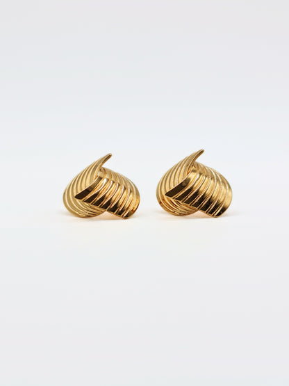 The Curlew 18k Gold Plated Tarnish-Free Statement Crossover Stud Earrings
