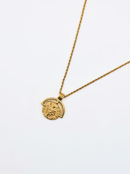 The Talisman Collection 18k Gold Plated Stainless Steel Coin Pendant Necklace.