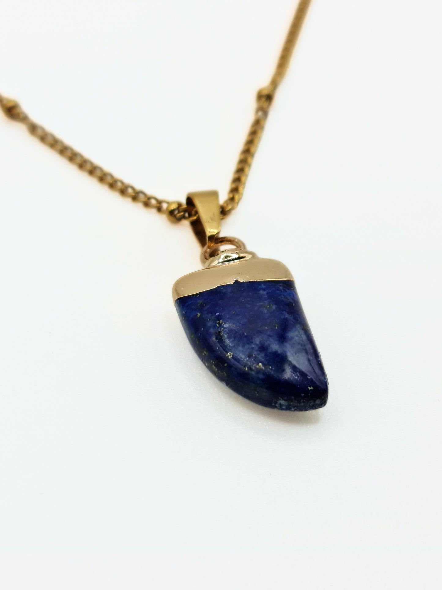 The Talisman Collection Lapis Lazuli Natural Stone 18k Gold Plated Semi Precious Horn Pendant Necklace