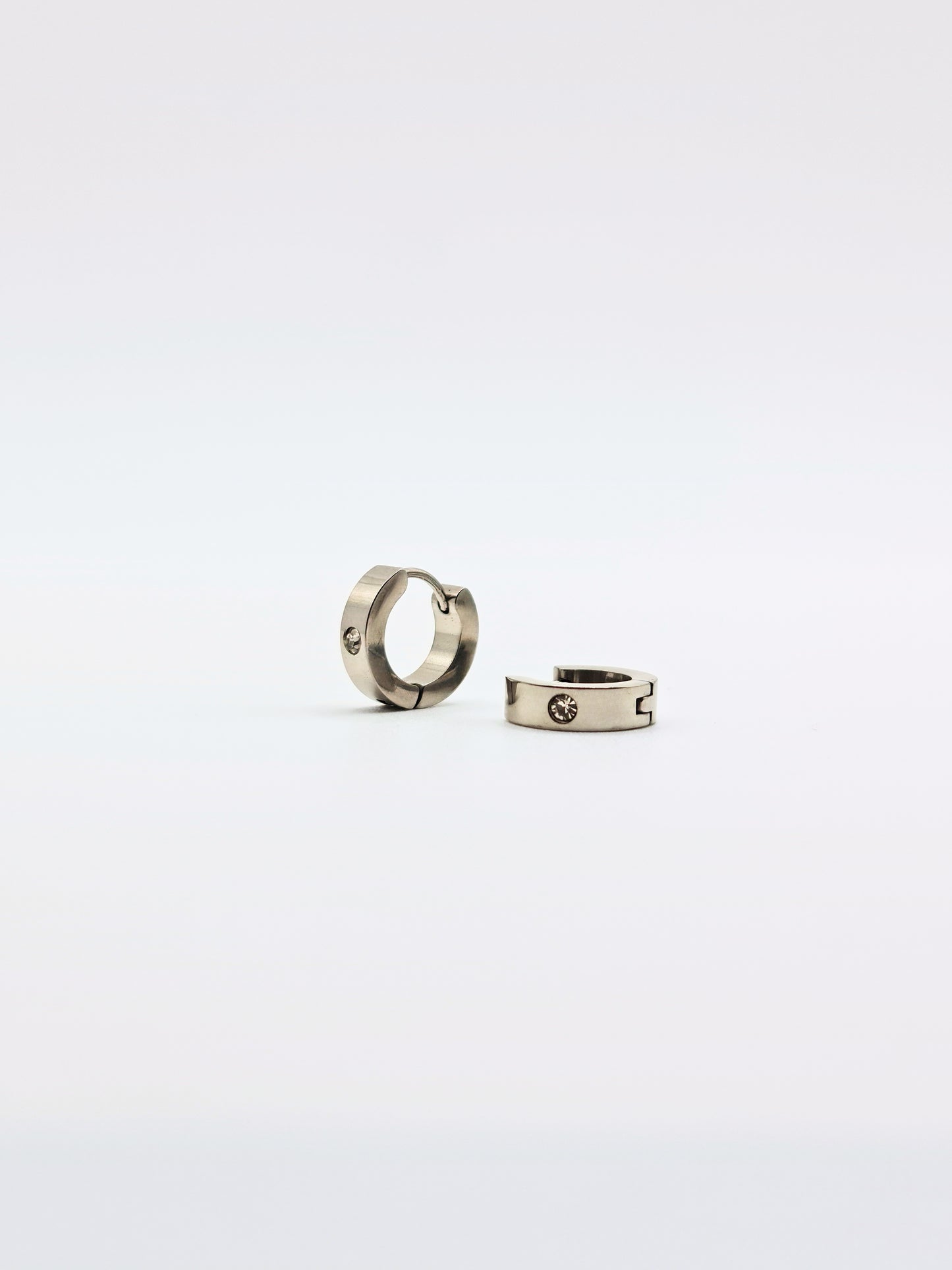 The Maddy Essentials Silver Finish Tarnish-Free Crystal Mini Huggie Hoop Earrings