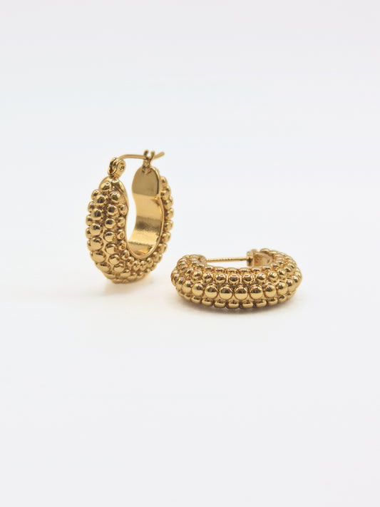The Talisman Collection 18k Gold Plated Tarnish-Free Beaded Chunky Hoop Earrings