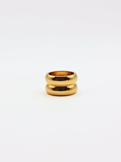 The Barrel 18k Gold Plated Tarnish-Free Ridged Band Ring