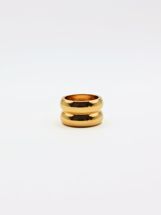 The Barrel 18k Gold Plated Tarnish-Free Ridged Band Ring