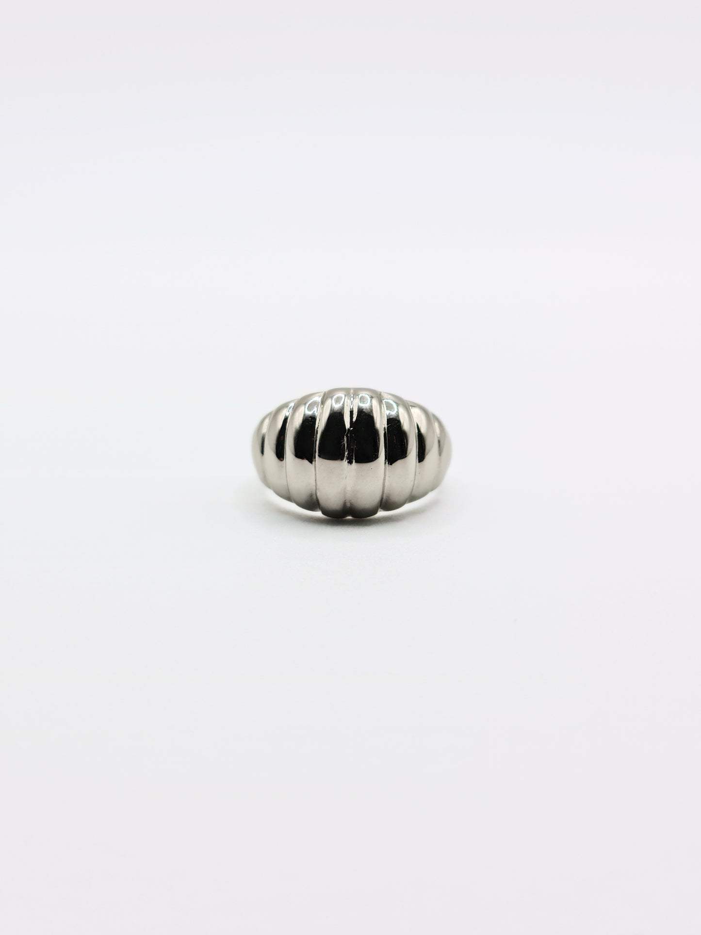 The Pendour Silver Finish Tarnish-Free Ridged Dome Ring