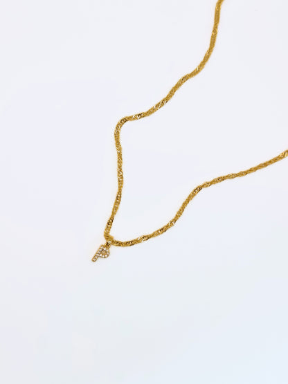 The Lottie 'P' Initial 18k Gold Plated Stainless Steel Pave Crystal Pendant Necklace
