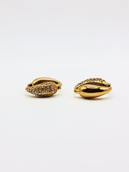 The Corinthos 18k Gold Plated Tarnish-Free Crystal Pave Abstract Hoop Earrings