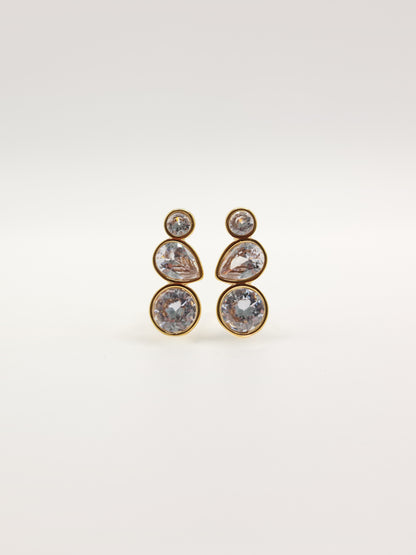 The Quartz 18k Gold Plated Tarnish-Free Bezel Crystal Stud Earrings