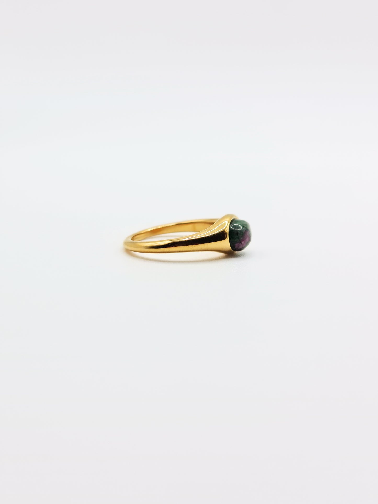 The Talisman Collection 18k Gold Plated Tarnish-Free Unakite Semi-Precious Stone Ring