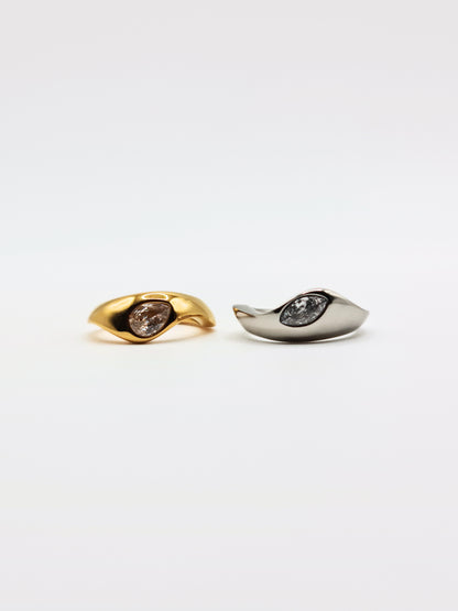 The Duo Two Tone Tarnish-Free Crystal Bezel Rings