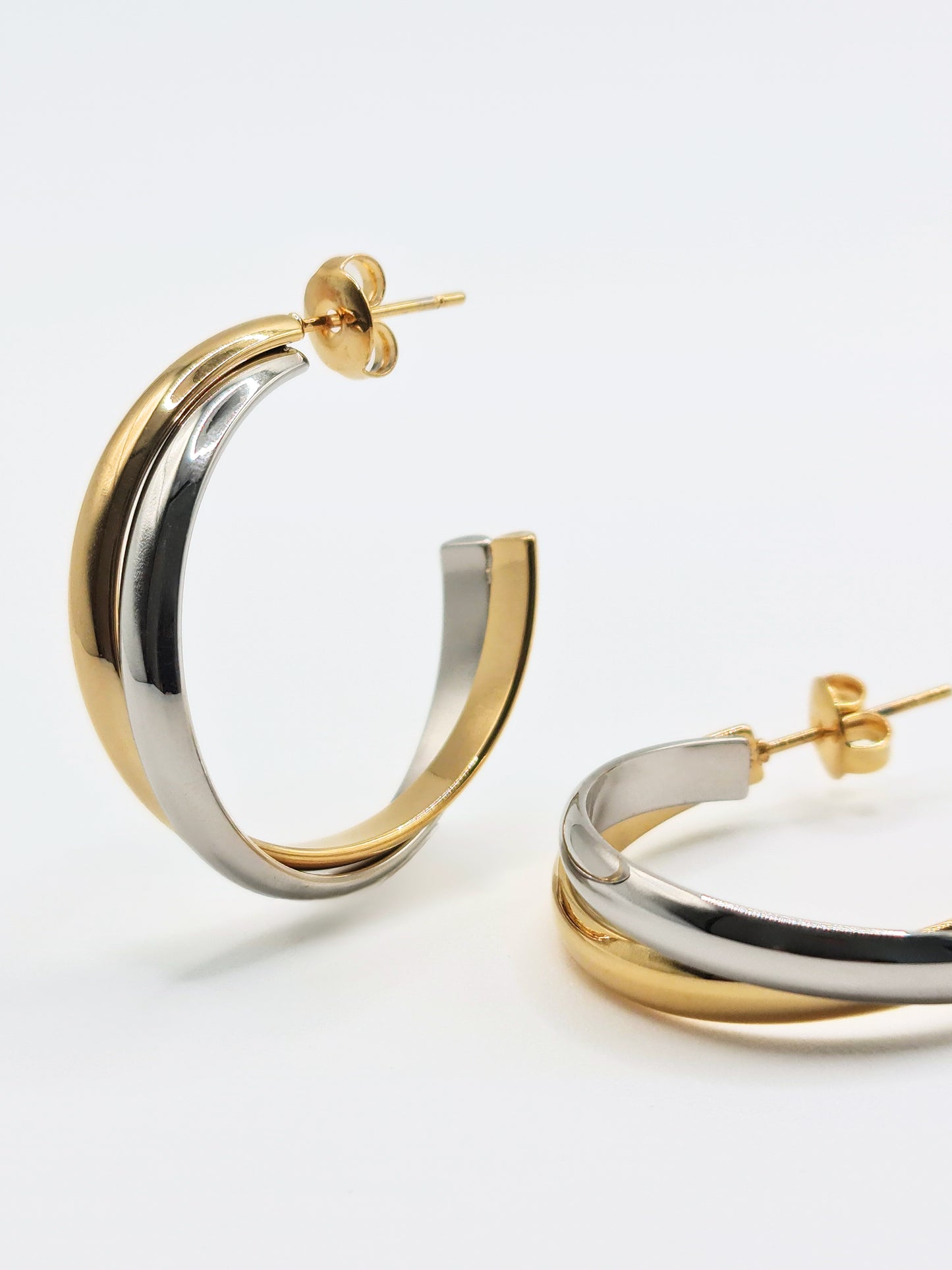 The Connection Two Tone Tarnish-Free Large Hoop Earrings