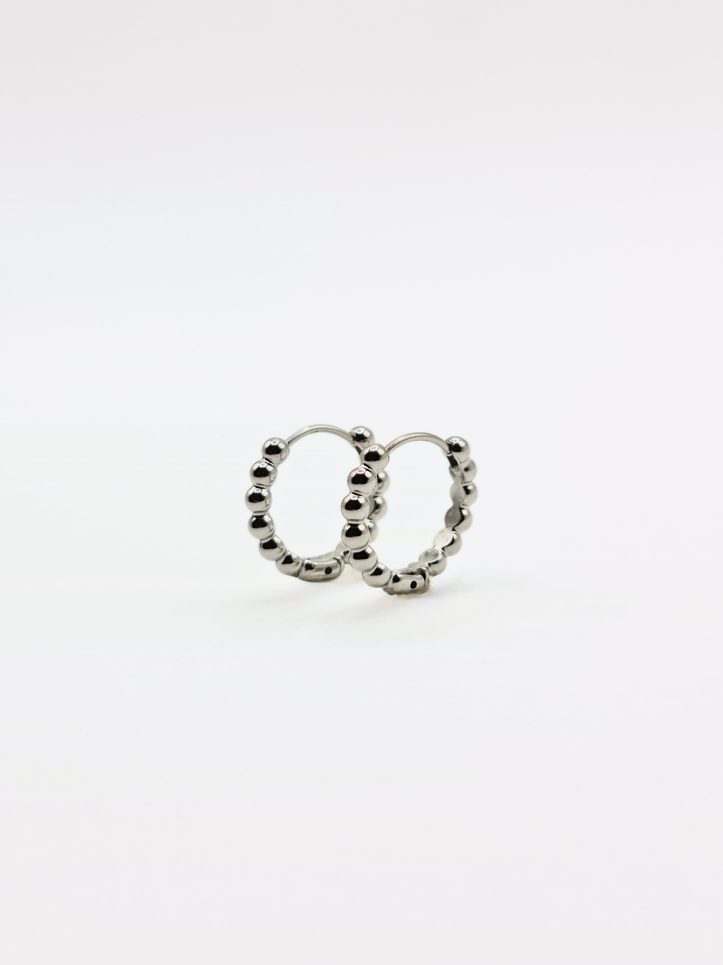 The Bonnie Essentials Silver Finish Tarnish-Free Beaded Huggie Hoop Earrings