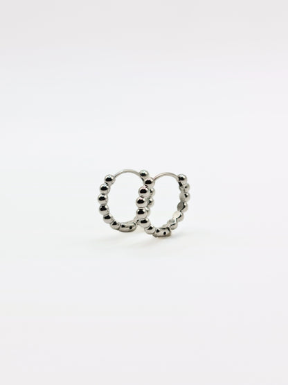 The Bonnie Essentials Silver Finish Tarnish-Free Beaded Huggie Hoop Earrings
