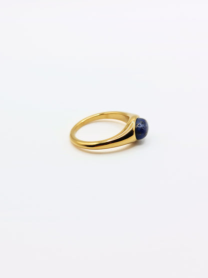 The Talisman Collection 18k Gold Plated Tarnish-Free Lapis Lazuli Semi-Precious Stone Ring