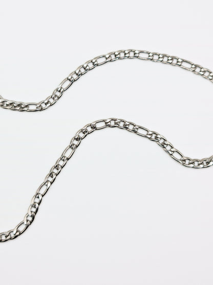 The Felix Set Silver Finish Tarnish-Free Figaro Chain Necklace & Bracelet