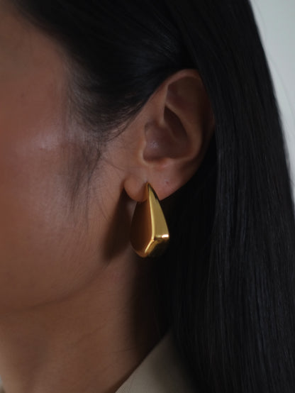 The Torso Two Tone 18k Gold Plated Tarnish-Free Statement Triangle Hoop Earrings