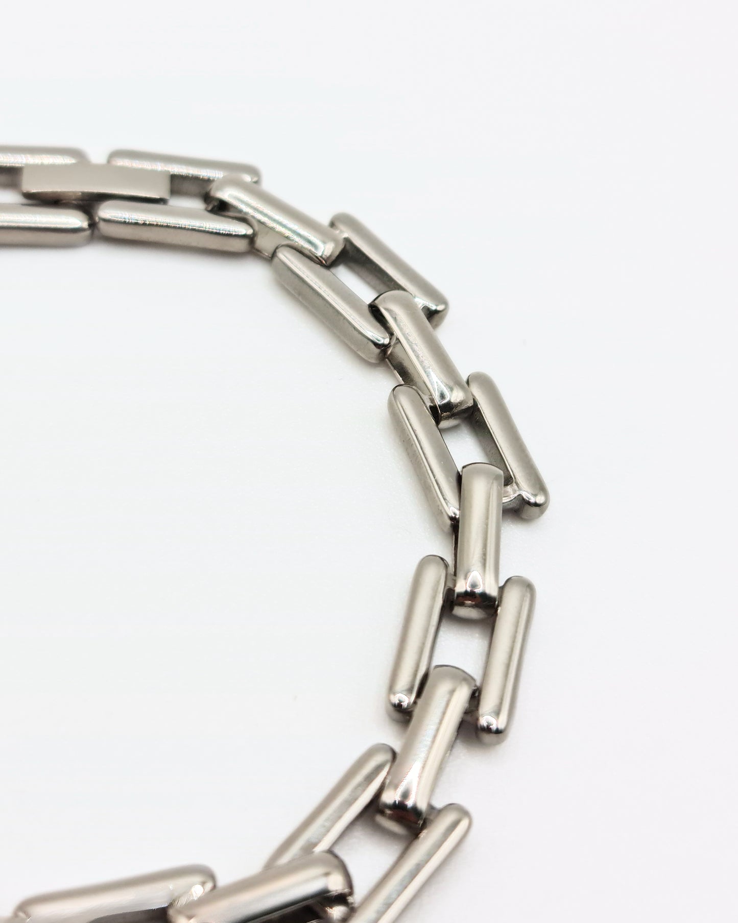 The Spencer Set Silver Finish Tarnish-Free Square Link Chain Necklace & Bracelet