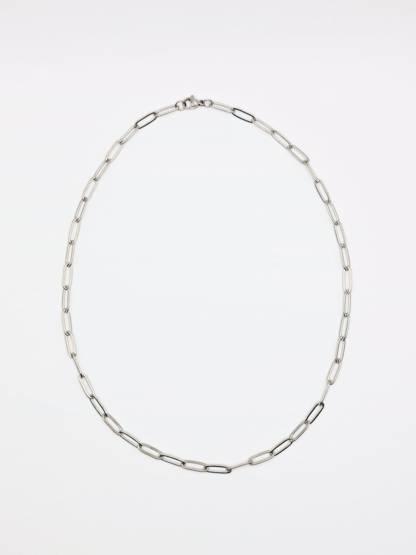 The Poppy Silver Finish Tarnish-Free Paperclip Chain Necklace