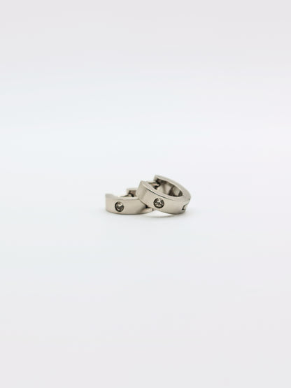 The Maddy Essentials Silver Finish Tarnish-Free Crystal Mini Huggie Hoop Earrings