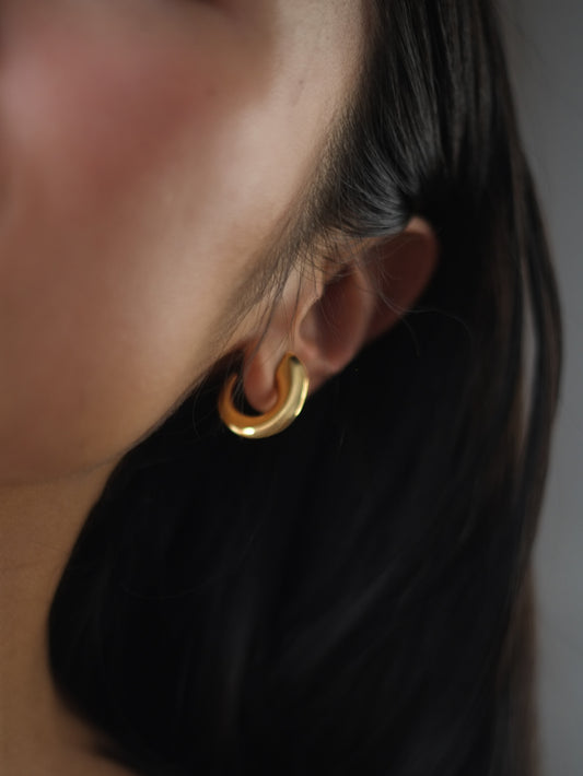 The Talisman Collection 18k Gold Plated Tarnish-Free Horned Hoop Earrings
