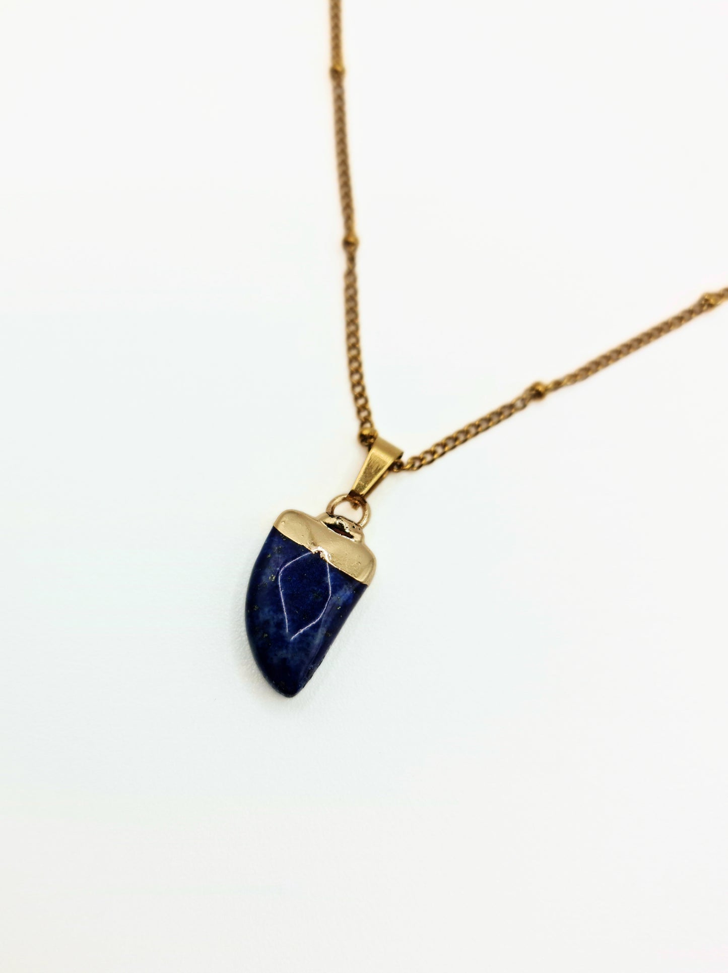 The Talisman Collection Lapis Lazuli Natural Stone 18k Gold Plated Semi Precious Horn Pendant Necklace