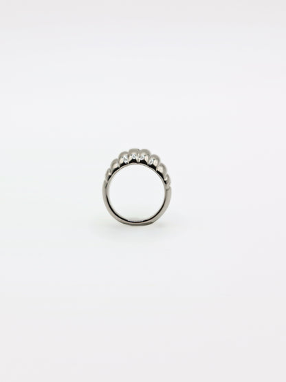 The Pendour Silver Finish Tarnish-Free Ridged Dome Ring