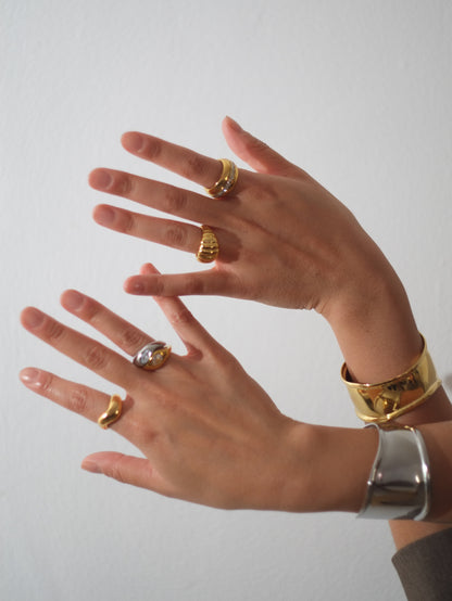 The Duo Two Tone Tarnish-Free Crystal Bezel Rings