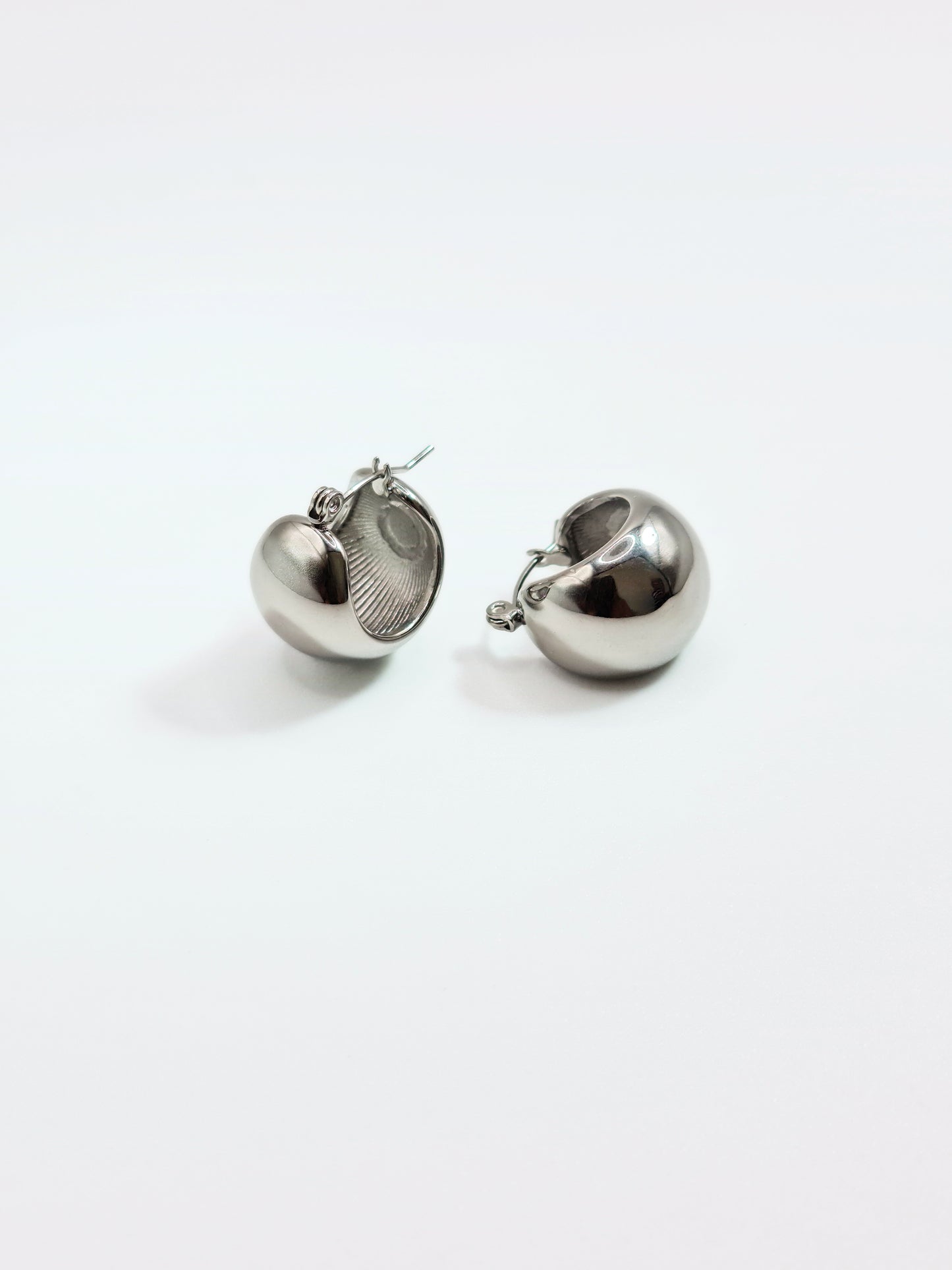 The Sphere Silver Finish Tarnish-Free Basket Hoop Earrings