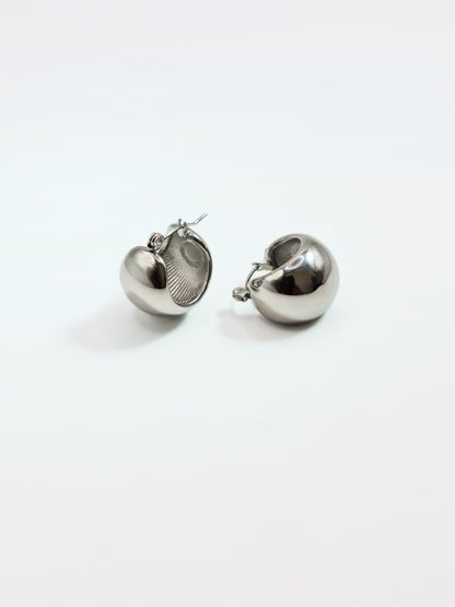 The Sphere Silver Finish Tarnish-Free Basket Hoop Earrings