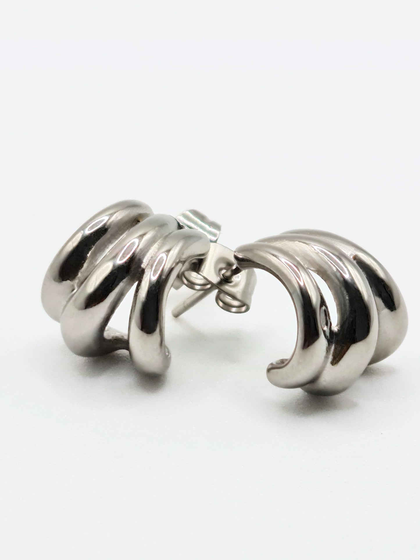 The Triad Silver Finish Tarnish-Free Triple Stud Earrings