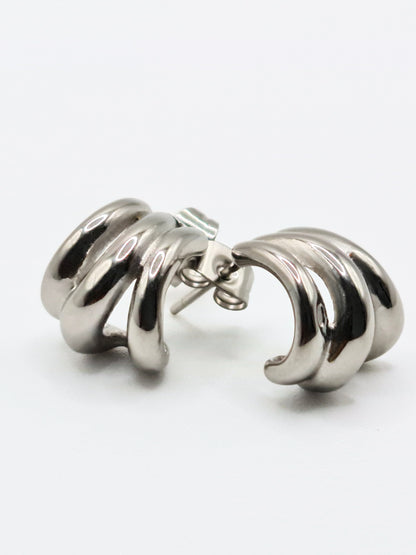 The Triad Silver Finish Tarnish-Free Triple Stud Earrings