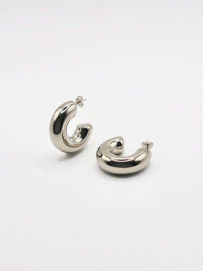 The Tubus Silver Finish Tarnish-Free Statement Tube Hoop Earrings