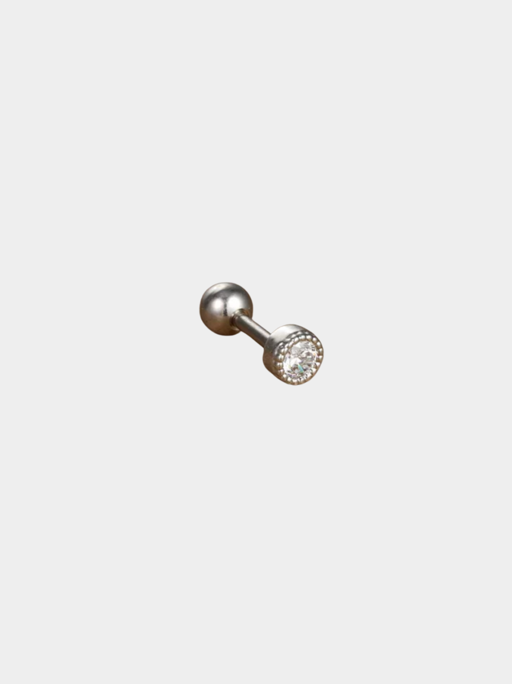 The Talisman Collection Silver Finish Tarnish-Free Round Crystal Single Cartilage & Lobe Piercing Stud