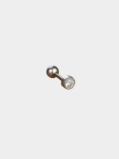 The Talisman Collection Silver Finish Tarnish-Free Round Crystal Single Cartilage & Lobe Piercing Stud