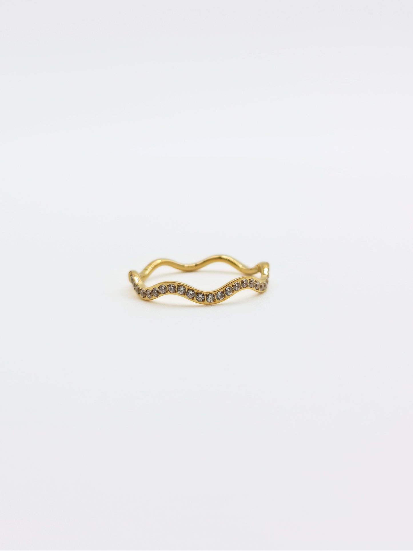 The Waverly 18k Gold Plated Tarnish-Free Fine Crystal Wavy Layering Ring