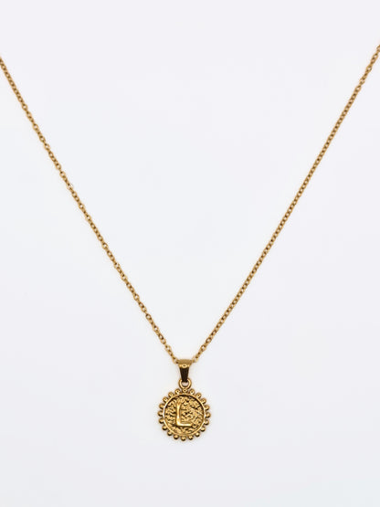 The Talisman Collection 'L' Initial 18k Gold Plated Stainless Steel Ball Trim Pendant Necklace.